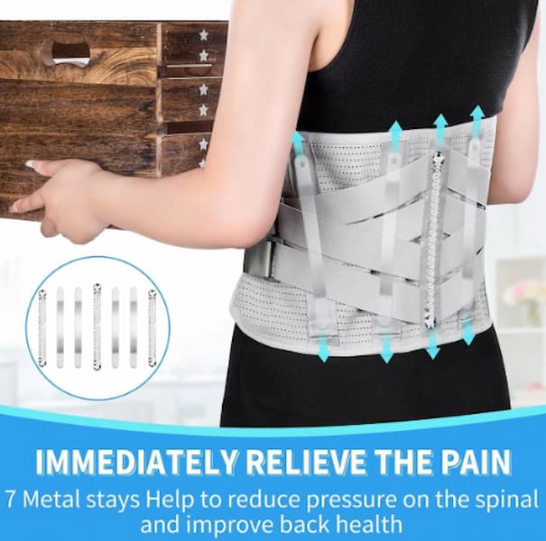 Lower Back Support Belt for Men Women Back Pain with 4 Ergonomic Stays