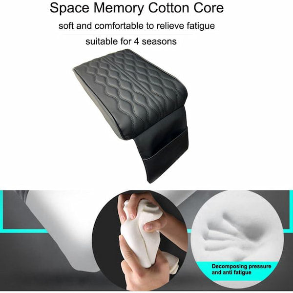 Motrk Car Center Console Cover Protector with Side Pockets Leather Armrest Cushion Booster Cushion