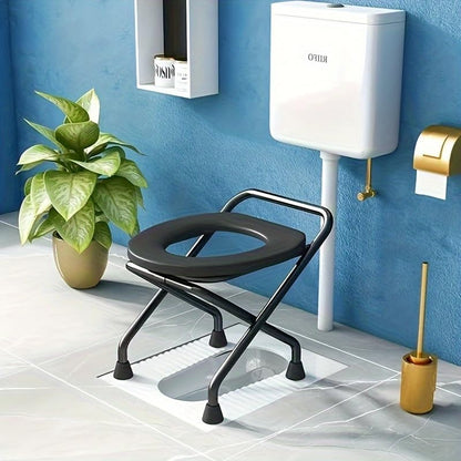 Portable Stainless Steel Frame Folding Toilet with Soft Seat
