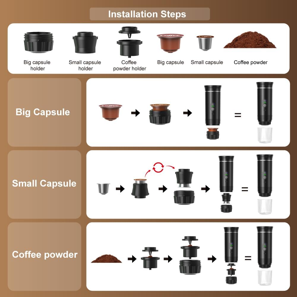 Portable Espresso Machine with LED Screen-3 in 1