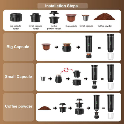 Portable Espresso Machine with LED Screen-3 in 1
