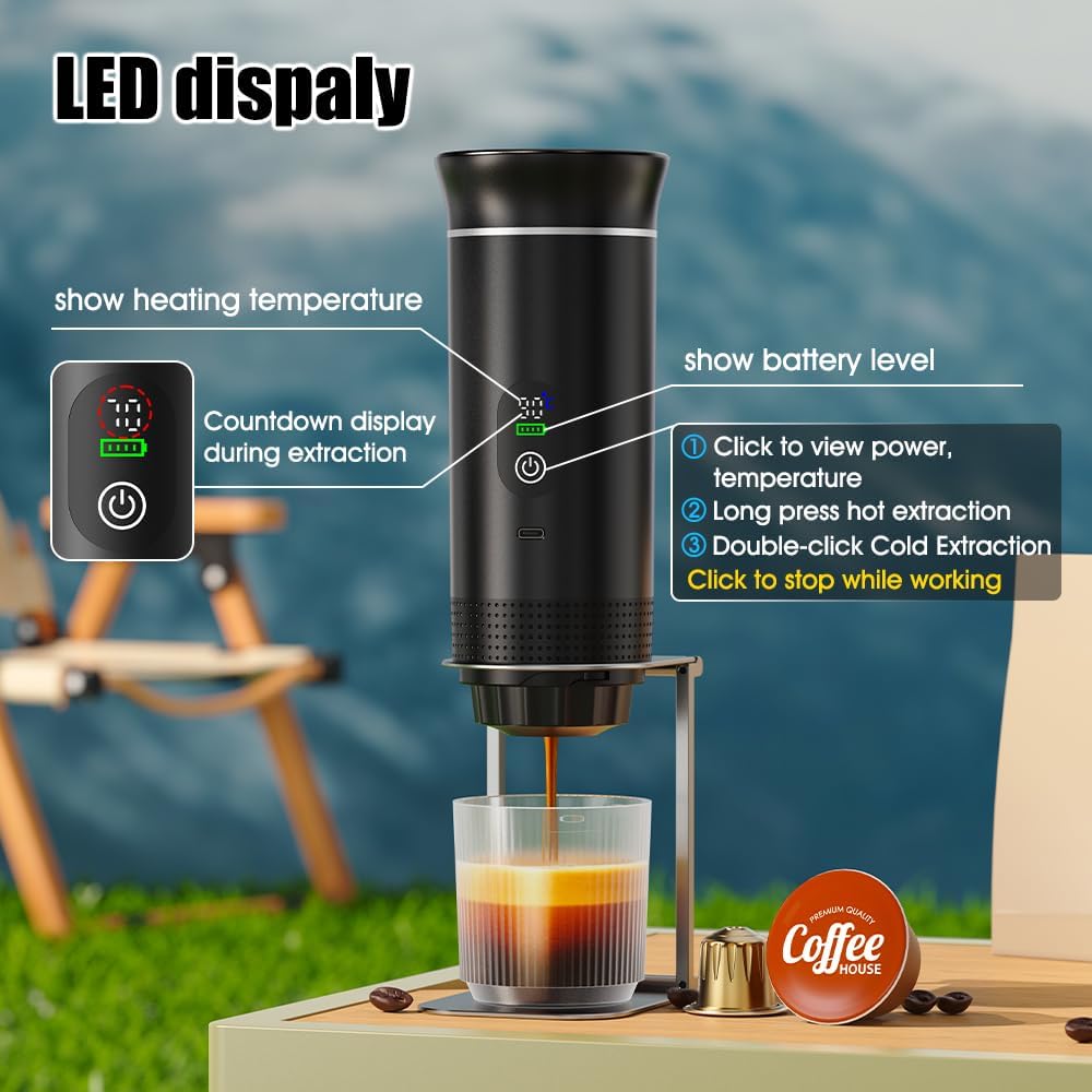 Portable Espresso Machine with LED Screen-3 in 1