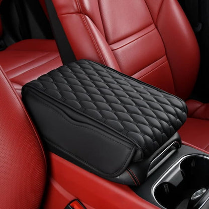 Motrk Car Center Console Cover Protector with Side Pockets Leather Armrest Cushion Booster Cushion