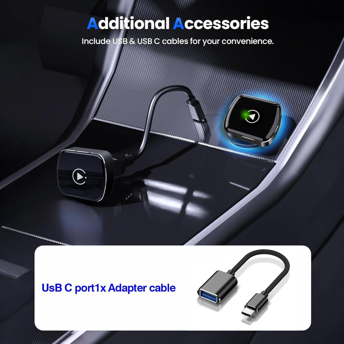 Wireless CarPlay Adapter for Apple iPhone -Mini car Play Android Auto Adapter