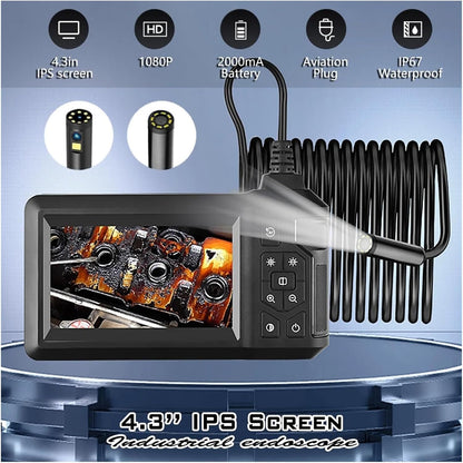 Endoscope Camera with Light-1080P Fixed Focus SLR Inspection Camera with Single 8mm 4.3-inch Lens, 5M Hard Cable