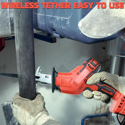 Electric reciprocating saw, 3000 rpm, 21V cordless reciprocating saw with 2 batteries and 4 blades