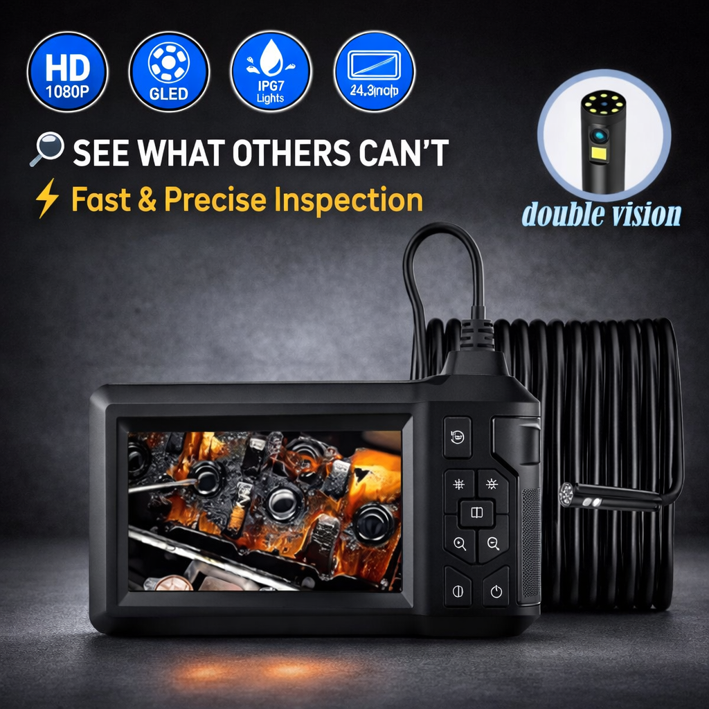 Endoscope Camera with Light-1080P Fixed Focus SLR Inspection Camera with Single 8mm 4.3-inch Lens, 5M Hard Cable