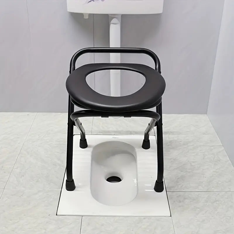 Portable Stainless Steel Frame Folding Toilet with Soft Seat