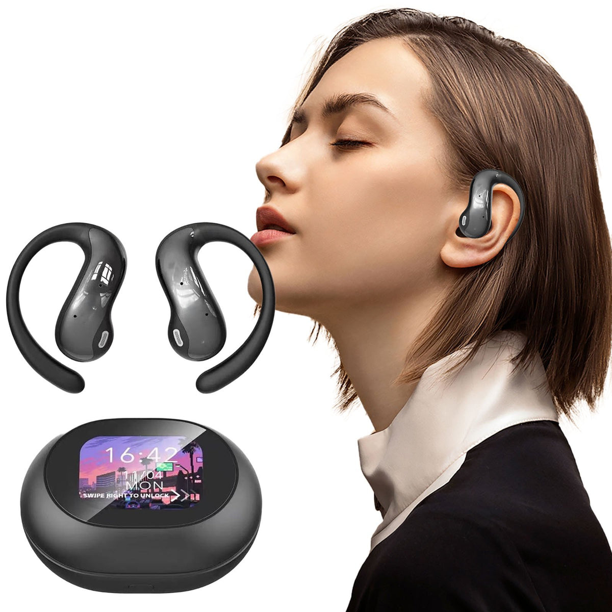 Smart Translation Earbuds Wireless Bluetooth Ear Headphones with Touch Screen, IPX4 Waterproof