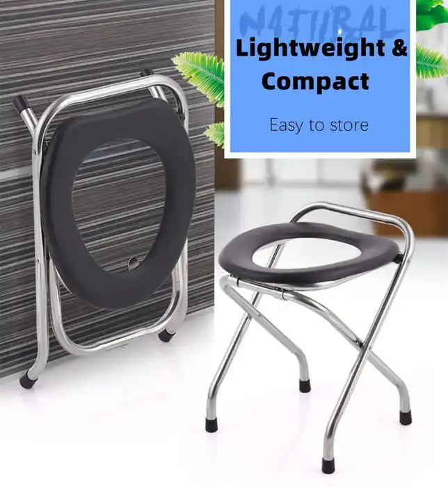 Portable Stainless Steel Frame Folding Toilet with Soft Seat