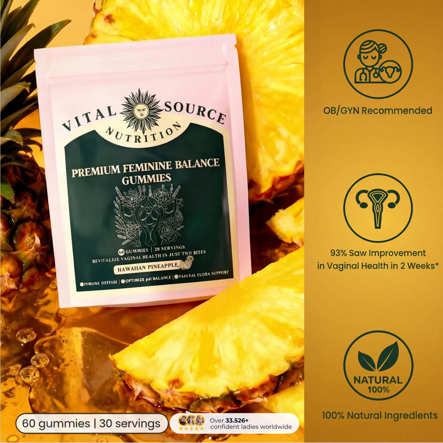 Feminine Gummies Balance Nutrition - pH Balance for Women Health Natural