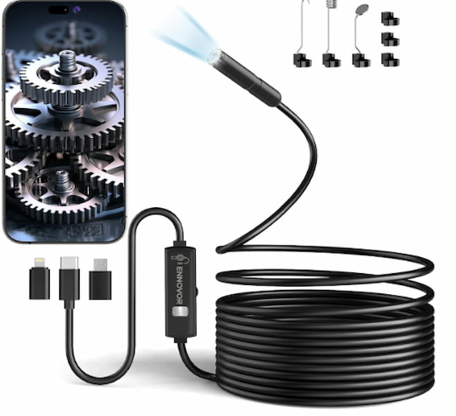 Endoscopic camera for smartphones- 5M USB Type-C Inspection Cable, Flexible, Waterproof, LED