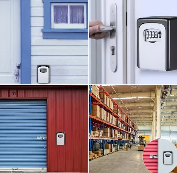 Wall-mounted key box with 4-digit code