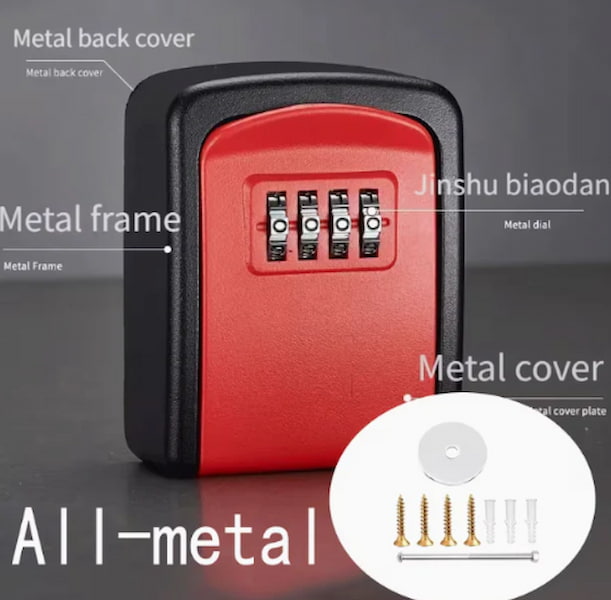 Wall-mounted key box with 4-digit code