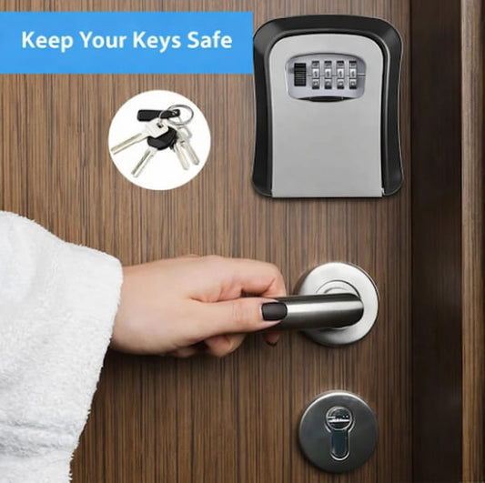 Wall-mounted key box with 4-digit code