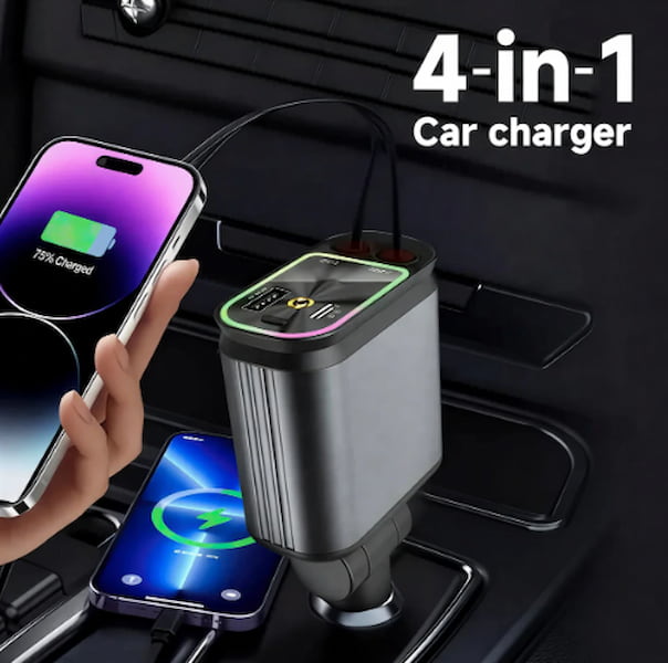 Starlight in Car Roof 4 in 1 Super Fast Car Phone Charger Star Light Retractable Car