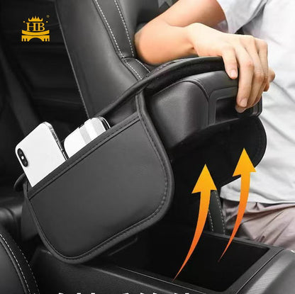 Motrk Car Center Console Cover Protector with Side Pockets Leather Armrest Cushion Booster Cushion