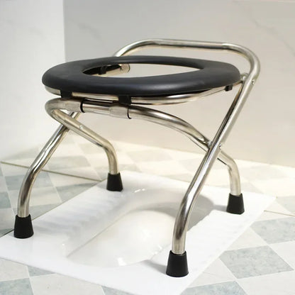 Portable Stainless Steel Frame Folding Toilet with Soft Seat