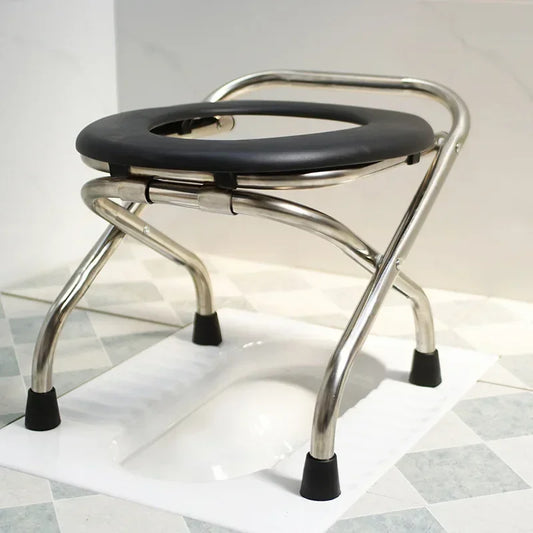 Portable Stainless Steel Frame Folding Toilet with Soft Seat