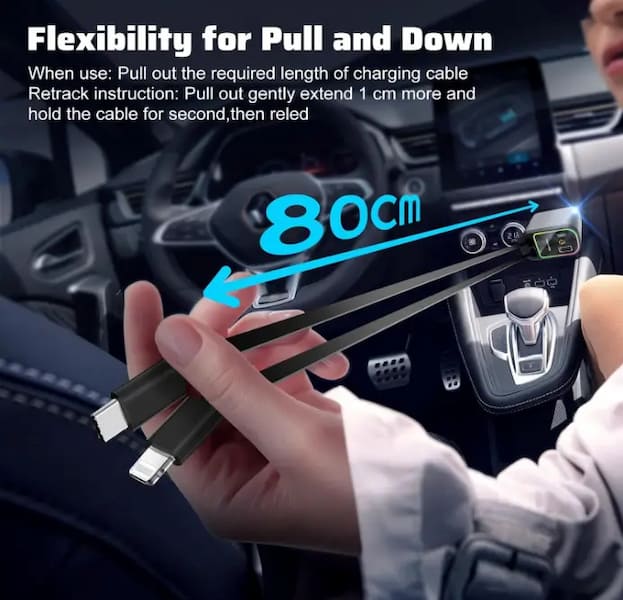 Starlight in Car Roof 4 in 1 Super Fast Car Phone Charger Star Light Retractable Car