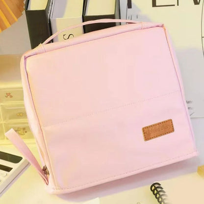 Doresty Standing Makeup Bag, Portable Leather Standing Makeup