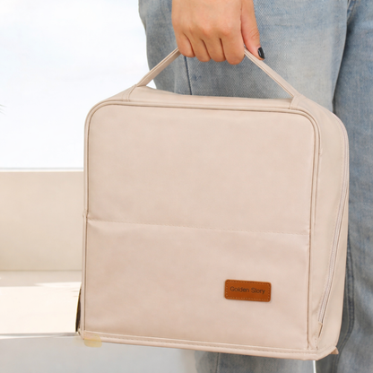 Doresty Standing Makeup Bag, Portable Leather Standing Makeup