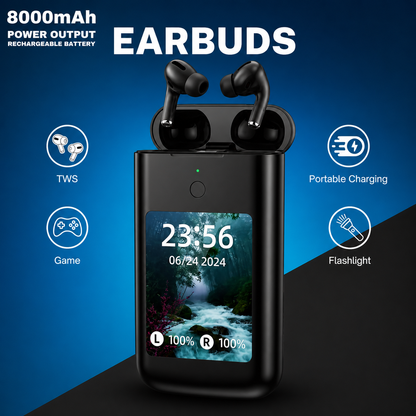 Wireless Earbuds with Smart LED Case and Multifunctional Digital Display